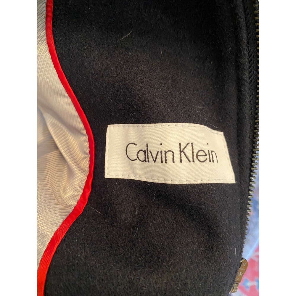 Calvin Klein Women's Navy Wool Blend Zip Front Trench Coat Jacket Size 10‎ - Picture 8 of 16